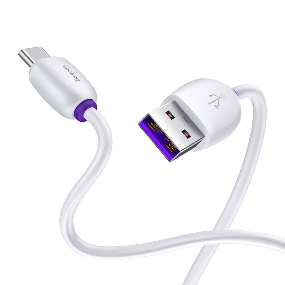 Baseus Purple Ring 5A 40W TypeC 1 Metre Şarj Kablosu Beyaz Baseus