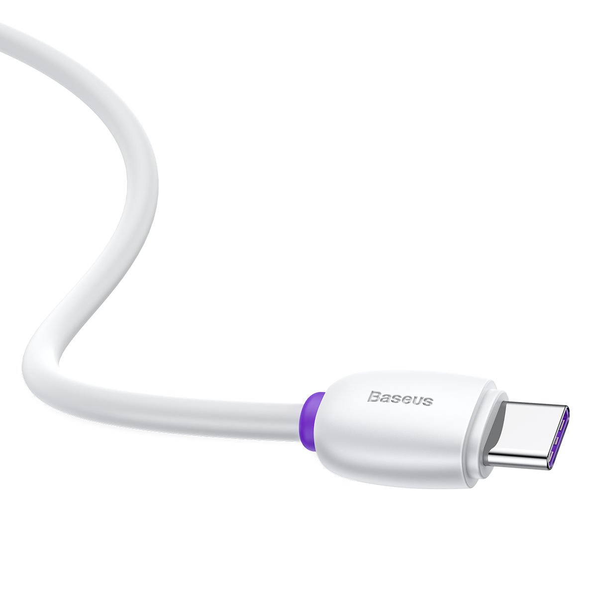 Baseus Purple Ring 5A 40W TypeC 1 Metre Şarj Kablosu Beyaz Baseus