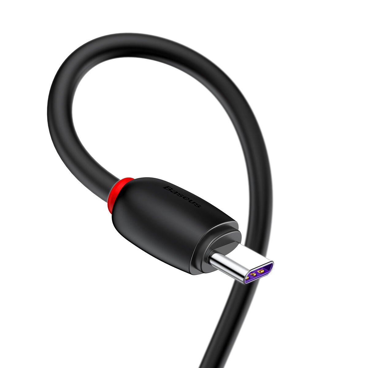 Baseus Purple Ring 5A 40W TypeC 1 Metre Şarj Kablosu Siyah Baseus
