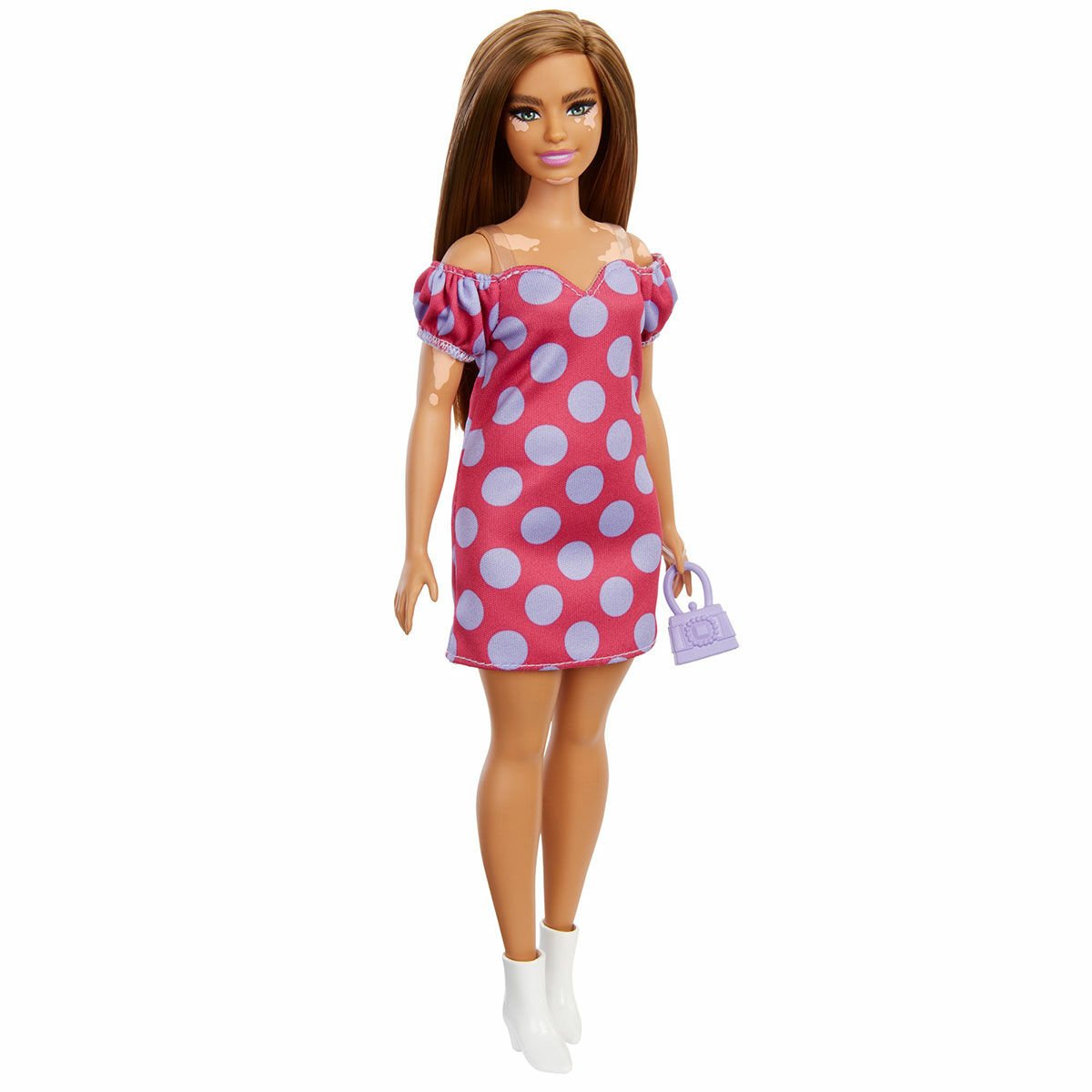GRB62 Barbie Fashionistas Pembe-Mor Renkli Elbiseli, Kahverengi Saçlı