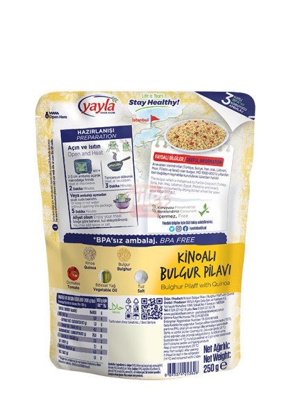 Yayla Yemek Hazir Kinoali Bulgur Pilavi 250 G Yayla