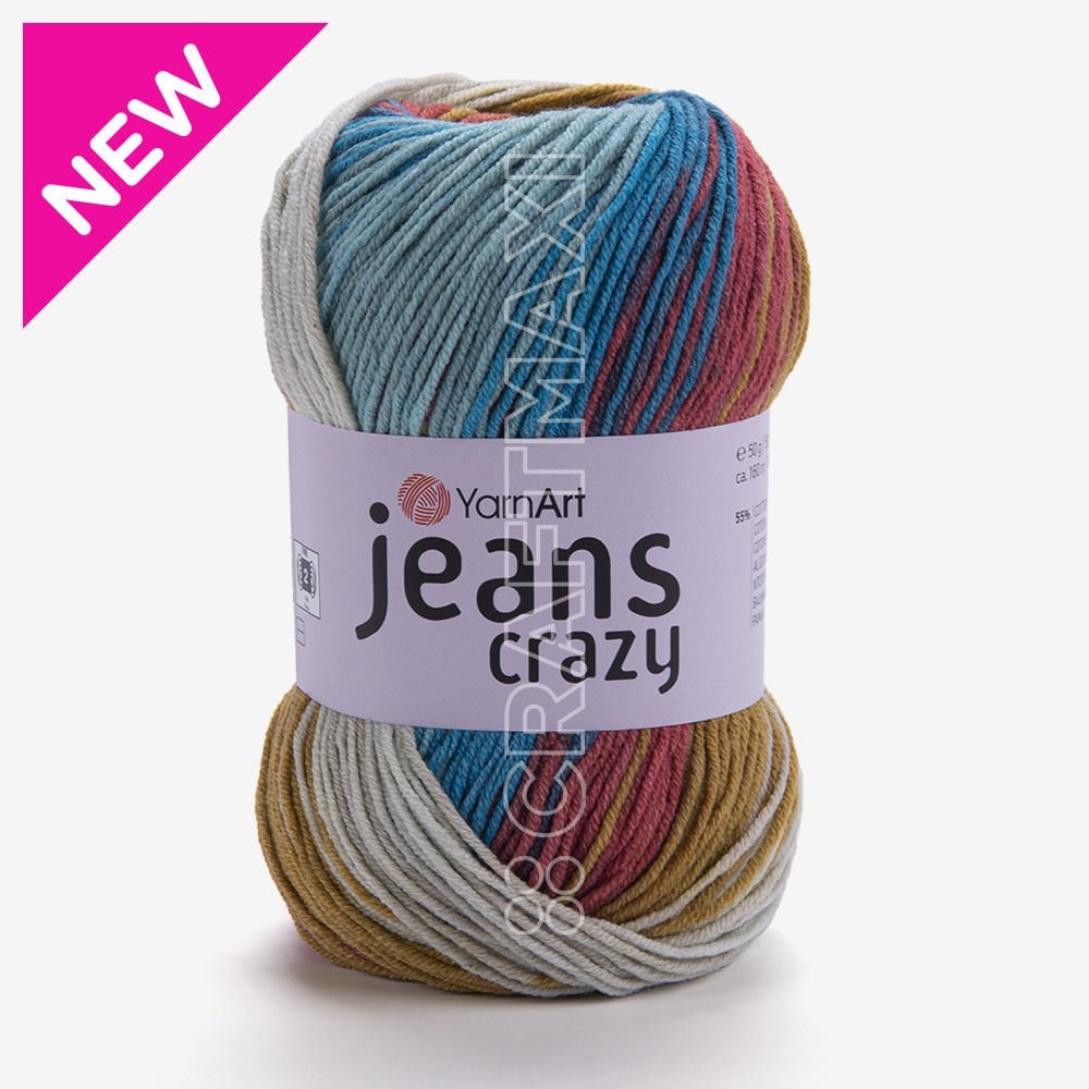 Yarnart Jeans Crazy Baby Yarn, Amigurumi, Blanket Yarn, Acrylic, Summer Yarn,  Multicolor Knitting Yarn, 55% Cotton, 1.76 Oz, 174.98 Yds 