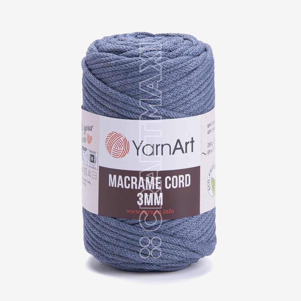 Yarnart Macrame Cord 3 mm - Macrame Cord Denim Blue - 761
