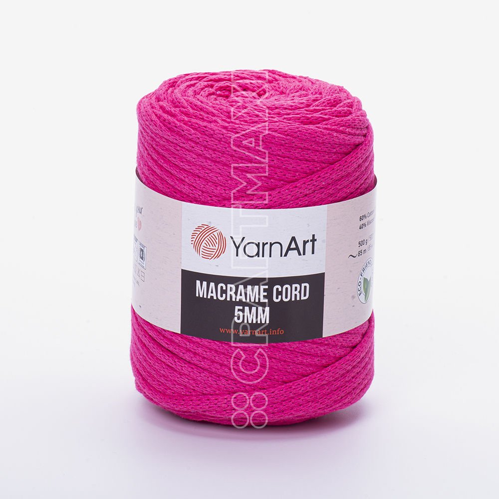 Yarnart Macrame Cord 5 mm - Macrame Cord Neon Pink - 803