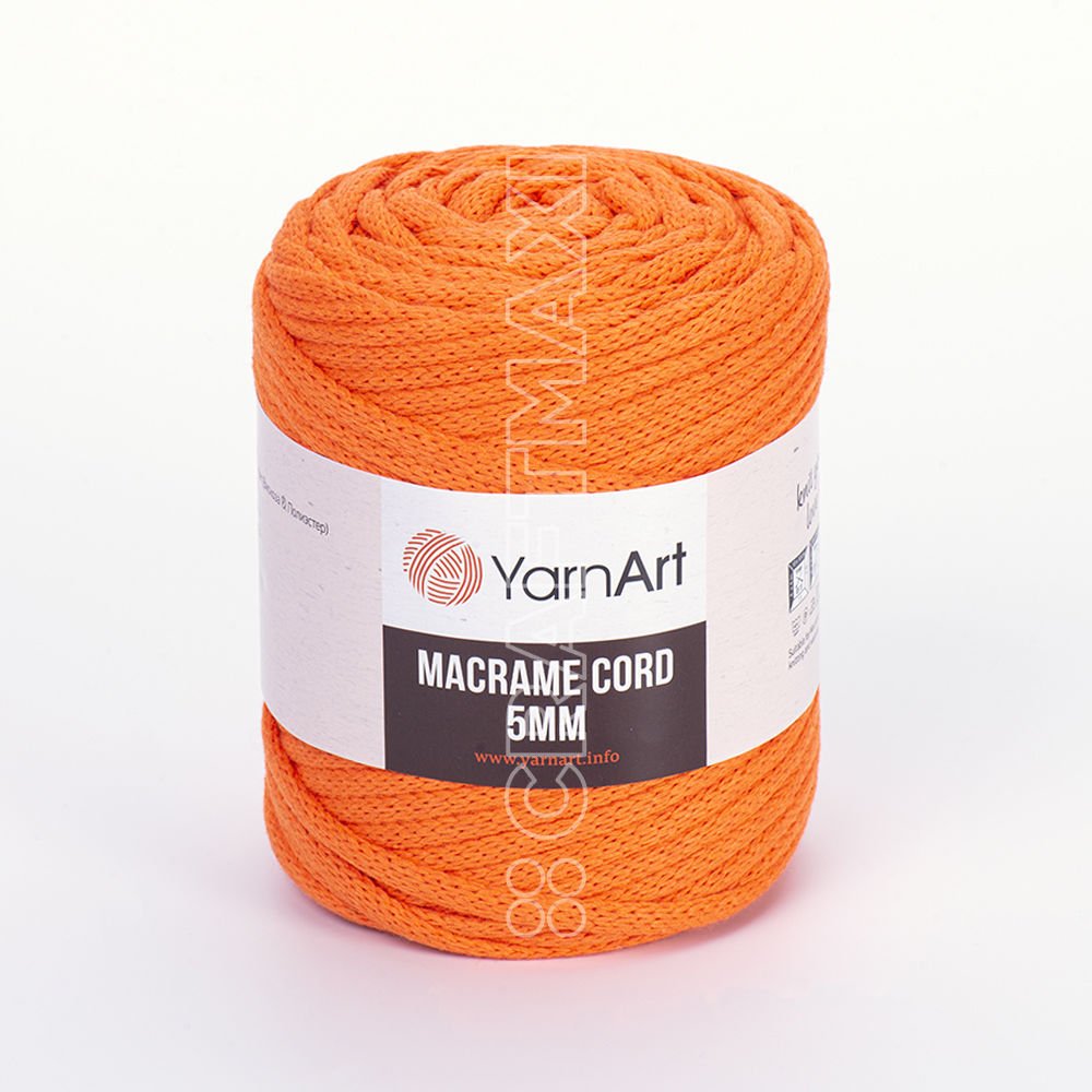 Yarnart Macrame Cord 5 mm - Macrame Cord Neon Orange - 800