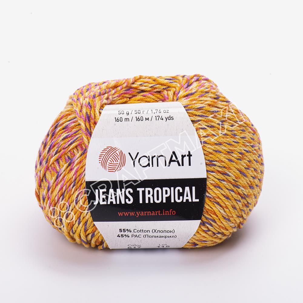 YarnArt Jeans Tropical cotton blend yarn, Multi (#612), lot of 2