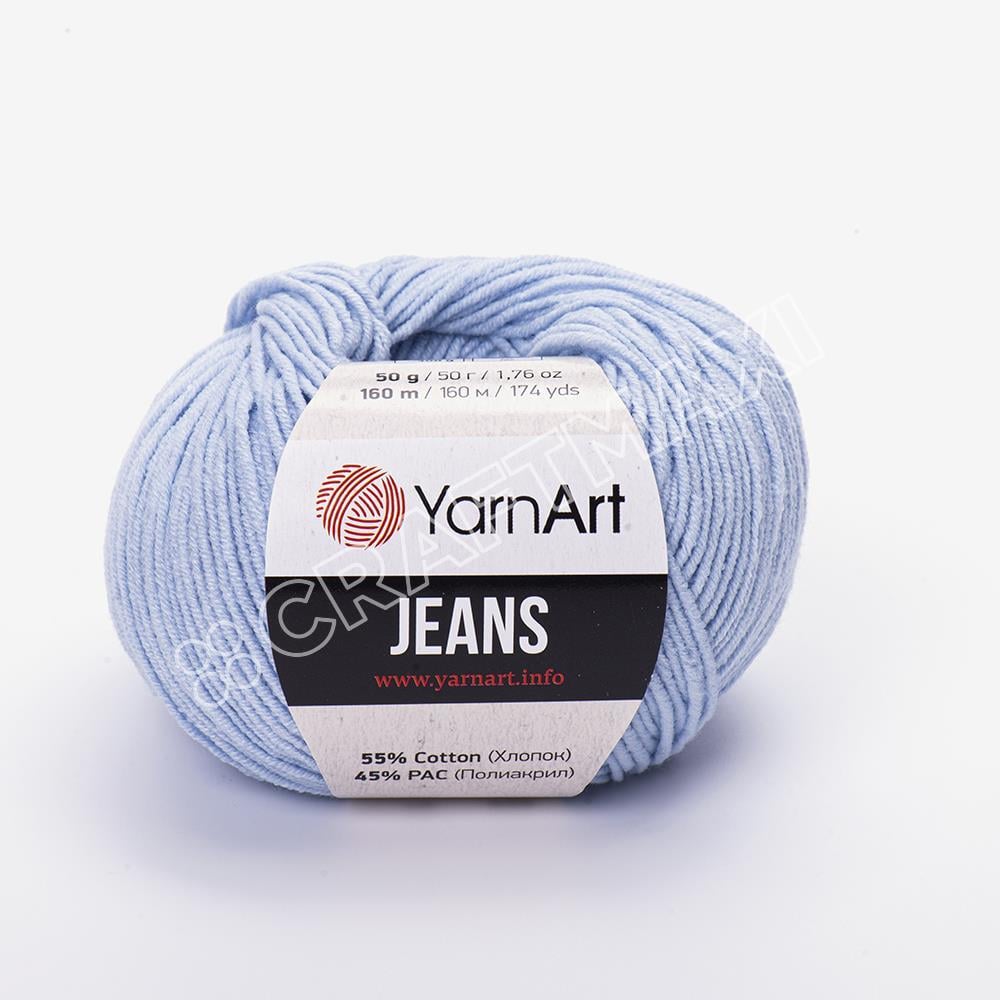 YarnArt Jeans Knitting Yarn, Baby Blue - 75 - Hobiumyarns