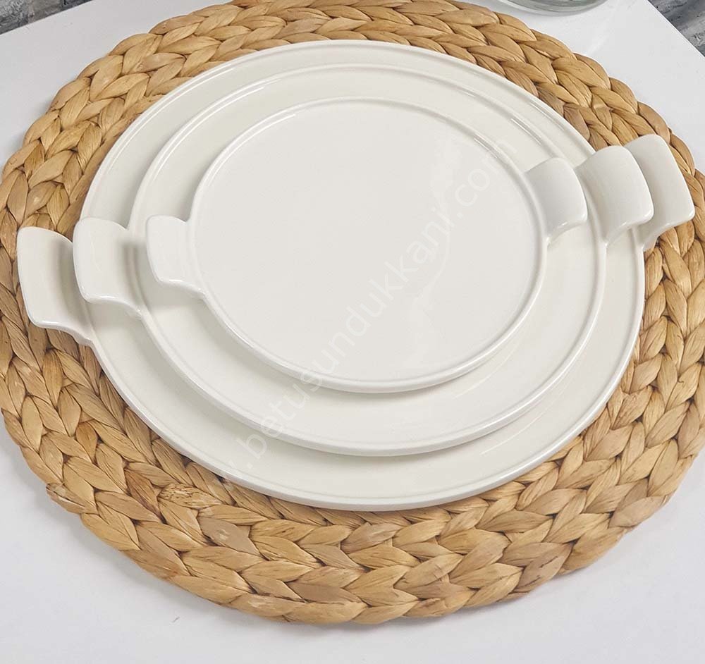 Yuvarlak Kulplu Tatlı ve Pasta Tabağı 16 CM