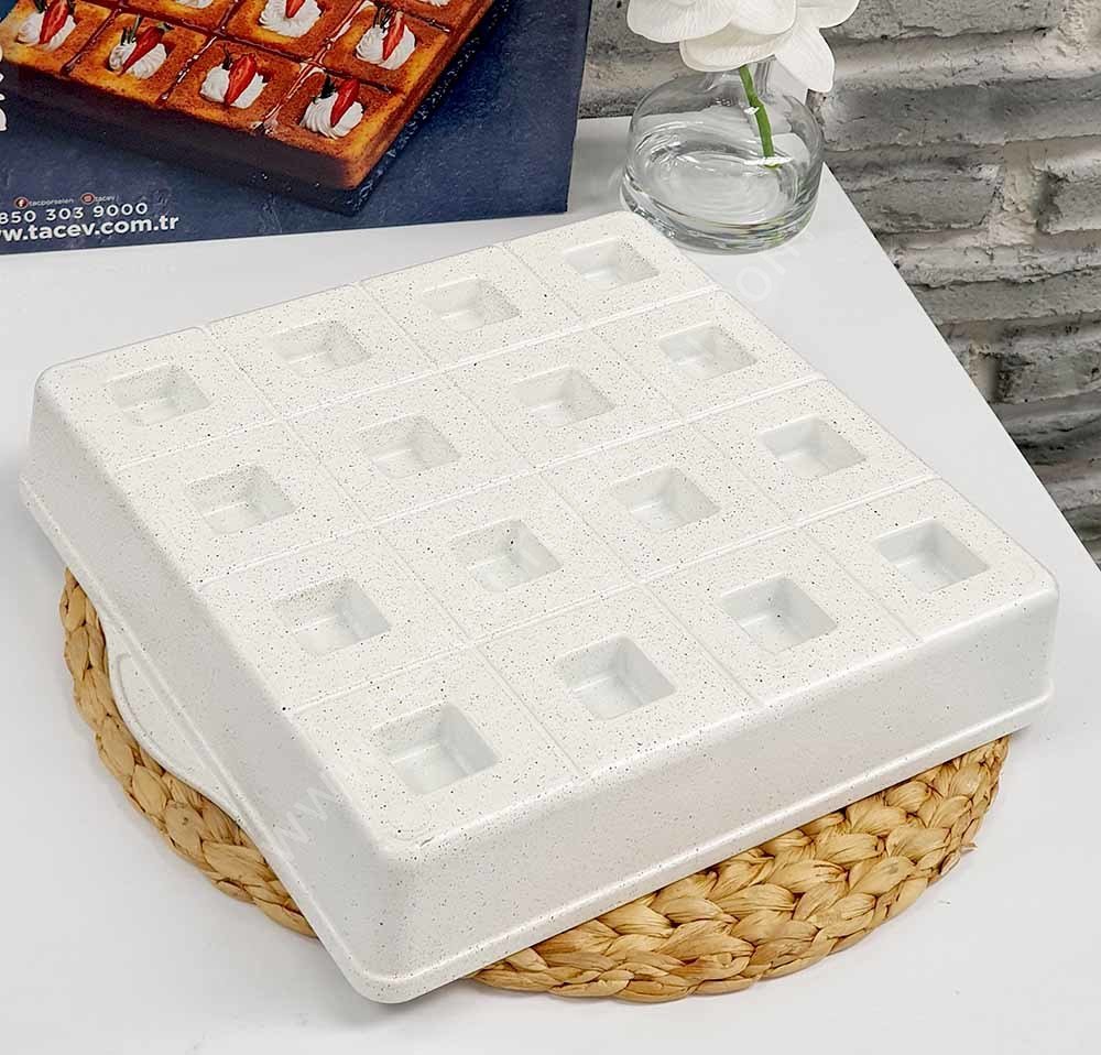 Taç Granit Döküm Brownie Kek Kalıbı Beyaz