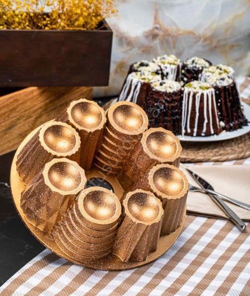 Taç Kupa Granit Döküm Kek Kalıbı Gold