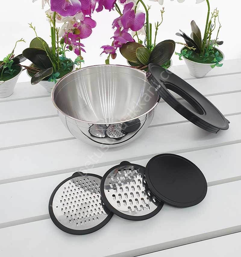 5 Parça Çelik Karıştırma Kabı 24 CM