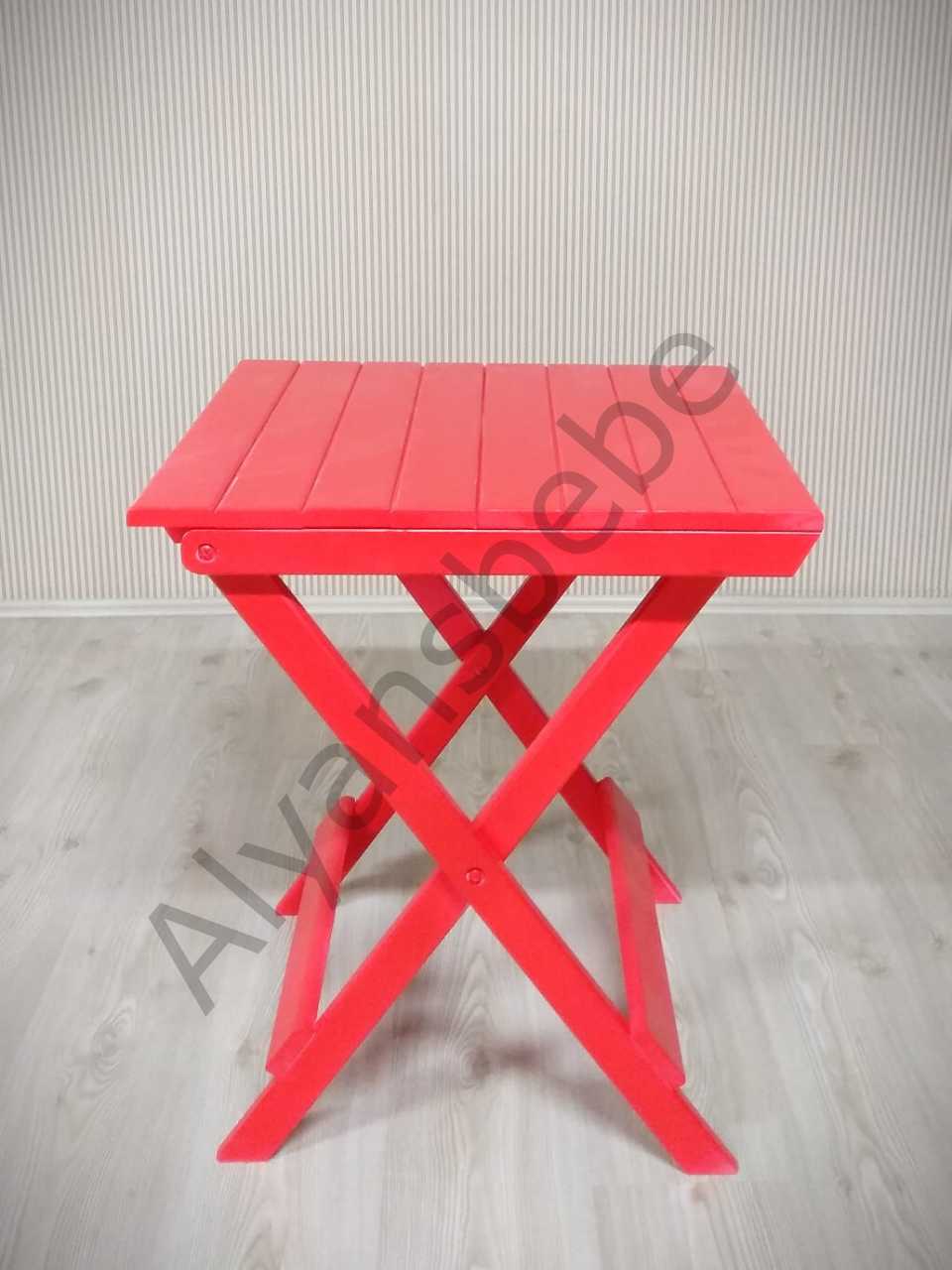 Alyans Ahşap Katlanır MasaSandalye Takım (KırmızıPembeMavi)