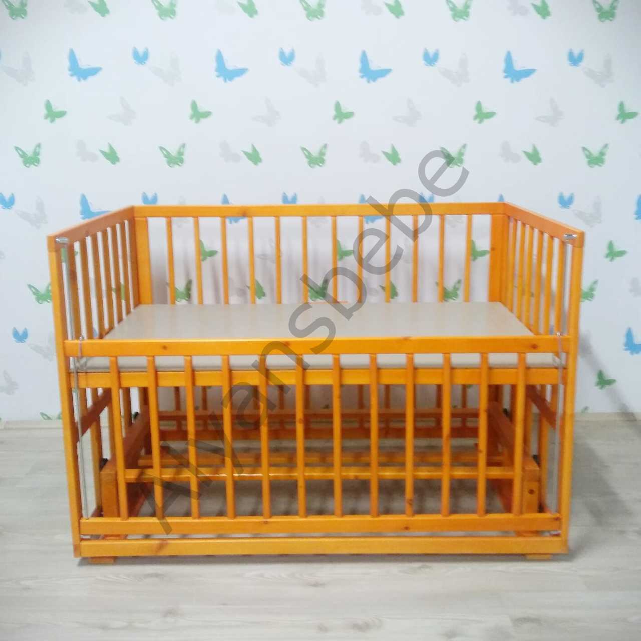 Alyans Sallanan Ahşap Park Beşik, Kademeli, Asansörlü Vernikli (60X120)