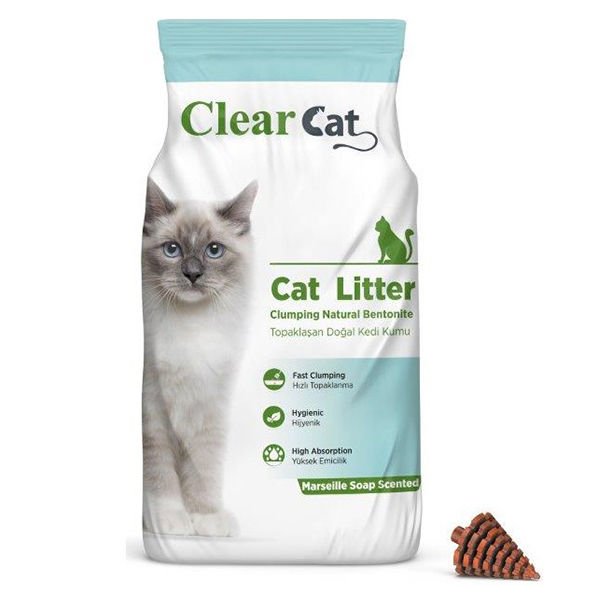 Clear Cat Sabunlu Topaklanan Doğal Bentonit Kedi Kumu İnce 5 Kg
