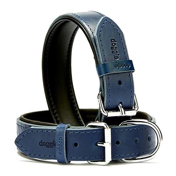Doggie Fırstclass Köpek Deri Boyun Tasması Large Mavi 3,5x52-60 Cm