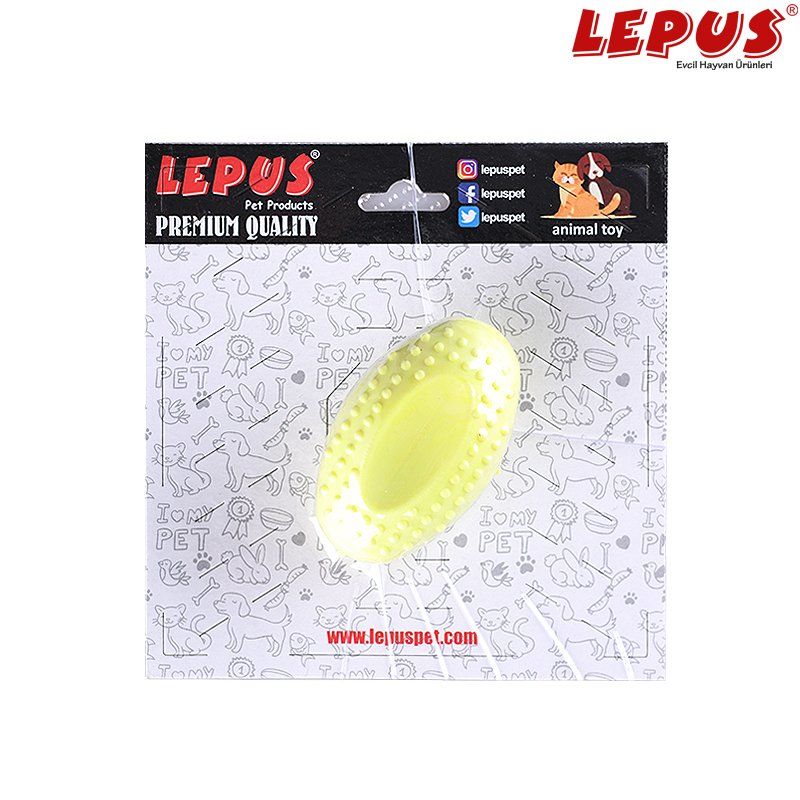 Lepus Ağız ve Diş Sağlığı İçin Oval Top Köpek Oyuncağı Sarı 5 cm