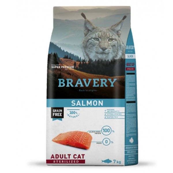Bravery Somonlu Tahılsız Kısırlaştırılmış Kedi Maması 7 Kg