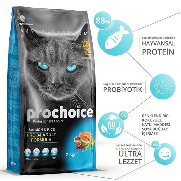 Pro Choice Pro 34 SalmonRice Somonlu Yetişkin Kedi Maması 15 Kg