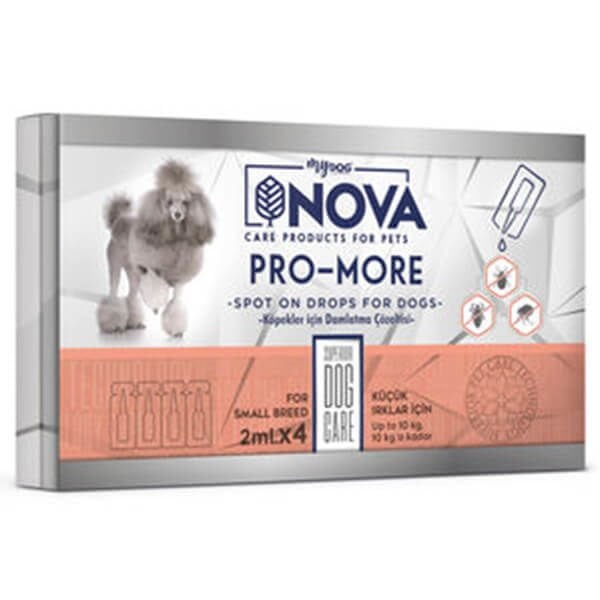 Nova Küçük Irk Köpekler İçin (1-10 Kg) Deri ve Tüy Bakımı Ense Damlası 4x2 ml