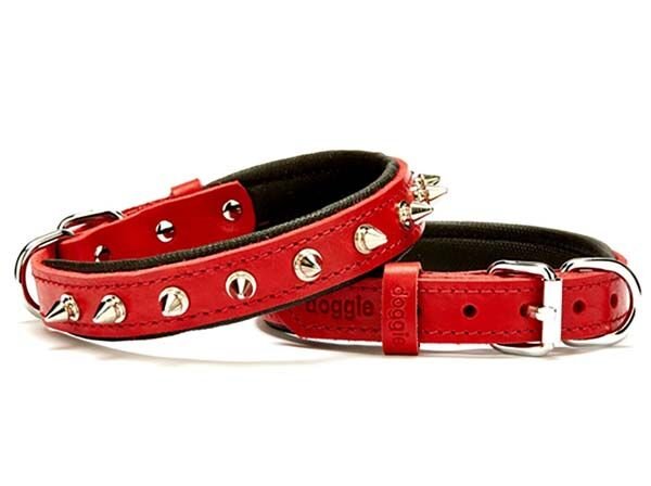 Doggie Comfort Deri Çivili Köpek Boyun Tasması Medium Kırmızı 2x35-40 Cm