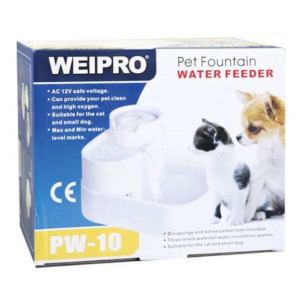 WeiPro Kedi ve Köpekler için Otomatik Su Kabı Beyaz 1500 Ml