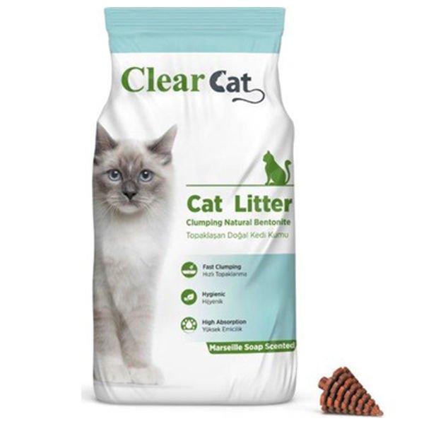 Clear Cat Sabunlu Topaklanan Doğal Bentonit Kedi Kumu İnce 10 Kg