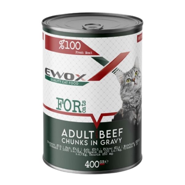 Ewox Tahılsız Biftekli Parça Etli Yetişkin Kedi Konservesi 400 Gr