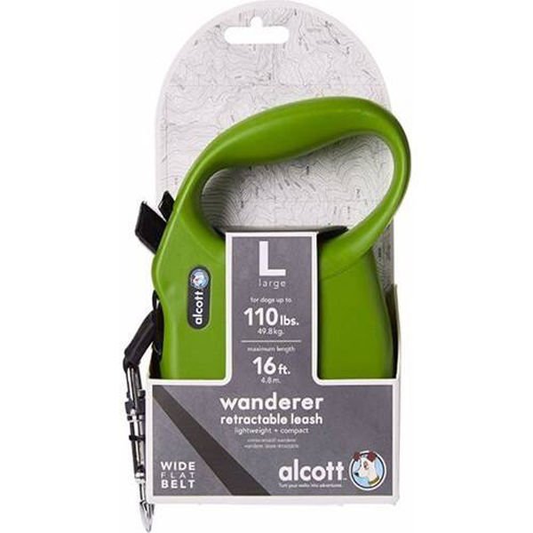 Alcott Wanderer Otomatik Şerit Köpek Gezdirme Tasması (L) 5M Yeşil