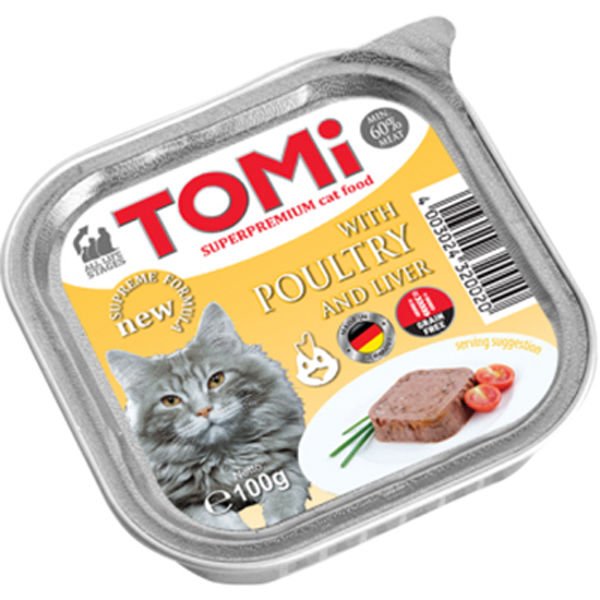Tomi Kanatlı Eti ve Kaz Ciğerli Yetişkin Konserve Kedi Maması 100 Gr