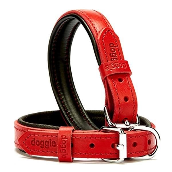 Doggie Fırstclass Köpek Deri Boyun Tasması Medium Kırmızı 2x35-40 Cm