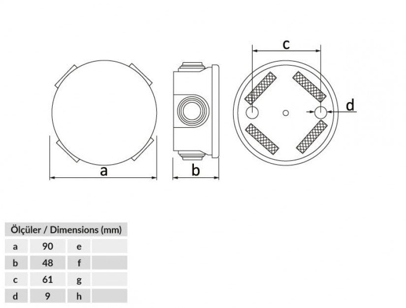 Plastic Junction Box (diameter 90mm) 