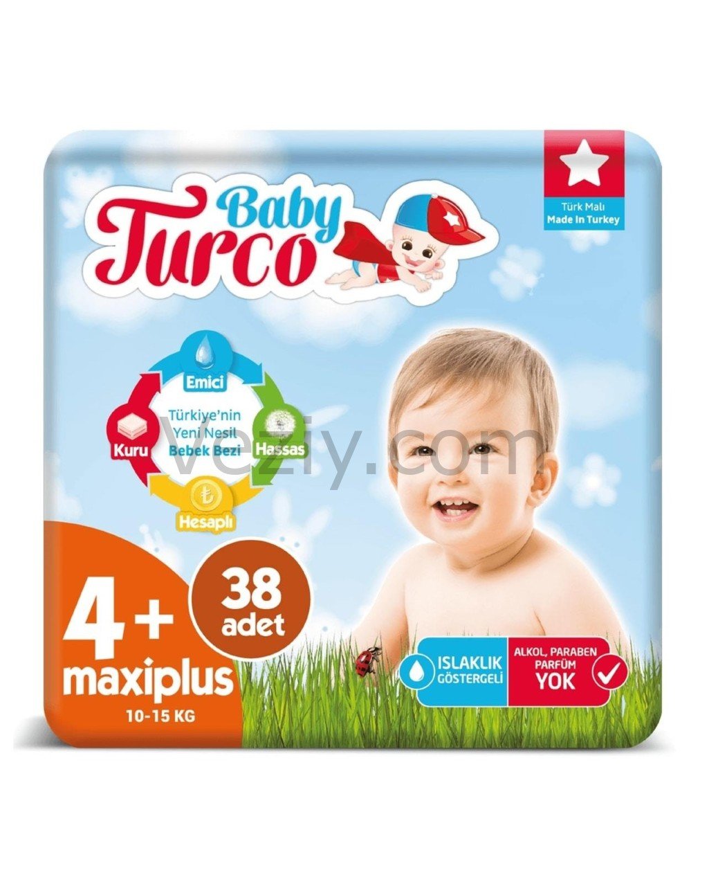 Baby Turco Maxi Plus Bebek Bezi 1015 KG 4+ Beden 4 x 38 Adet