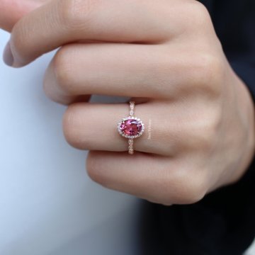Vintage Special Design Pink Tourmaline Diamond Solitaire Ring