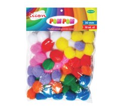 Ticon Pompom 30Mm ,50'Li Paket Pastel Renkler