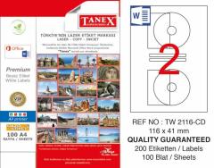 Tanex Lazer Etiket Tw-2116 Cd 116 X 41 Mm