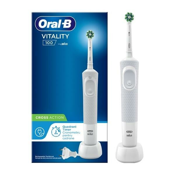 OralB Vitality 100 Quadrant Timer Cross Action Şarjlı Diş Fırçası Beyaz
