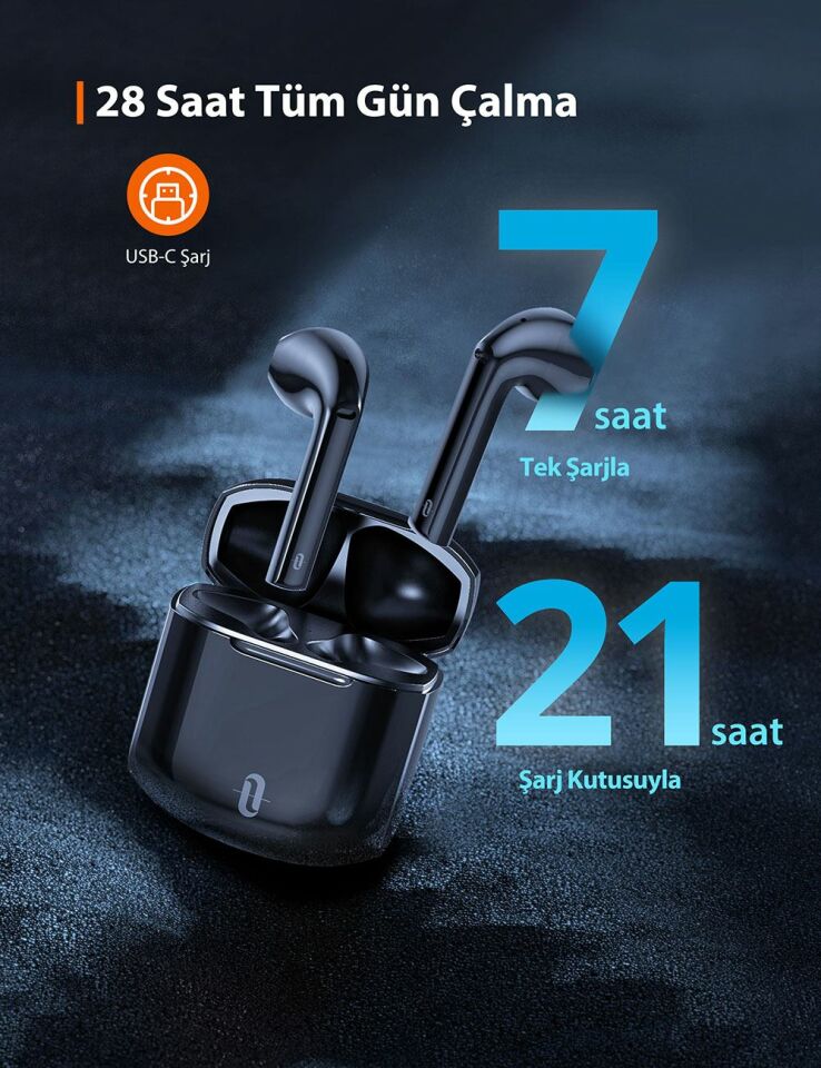 Çift cVc 8.0 Gürültü Engelleyicili Bluetooth Kulaklık 28 Saat Müzik