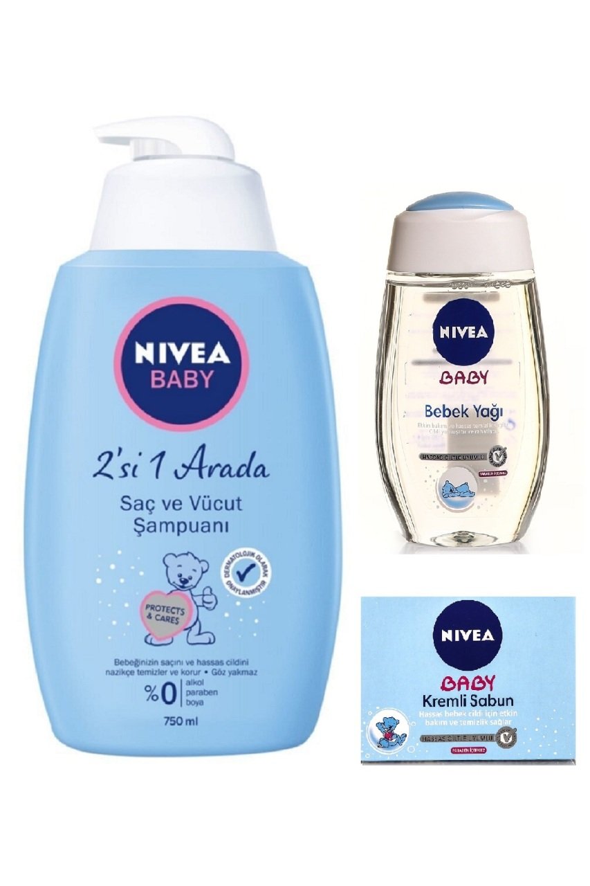 Nivea Baby Şampuan 750ML&amp;Bebek Yağı&amp;Kremli Sabun Seti