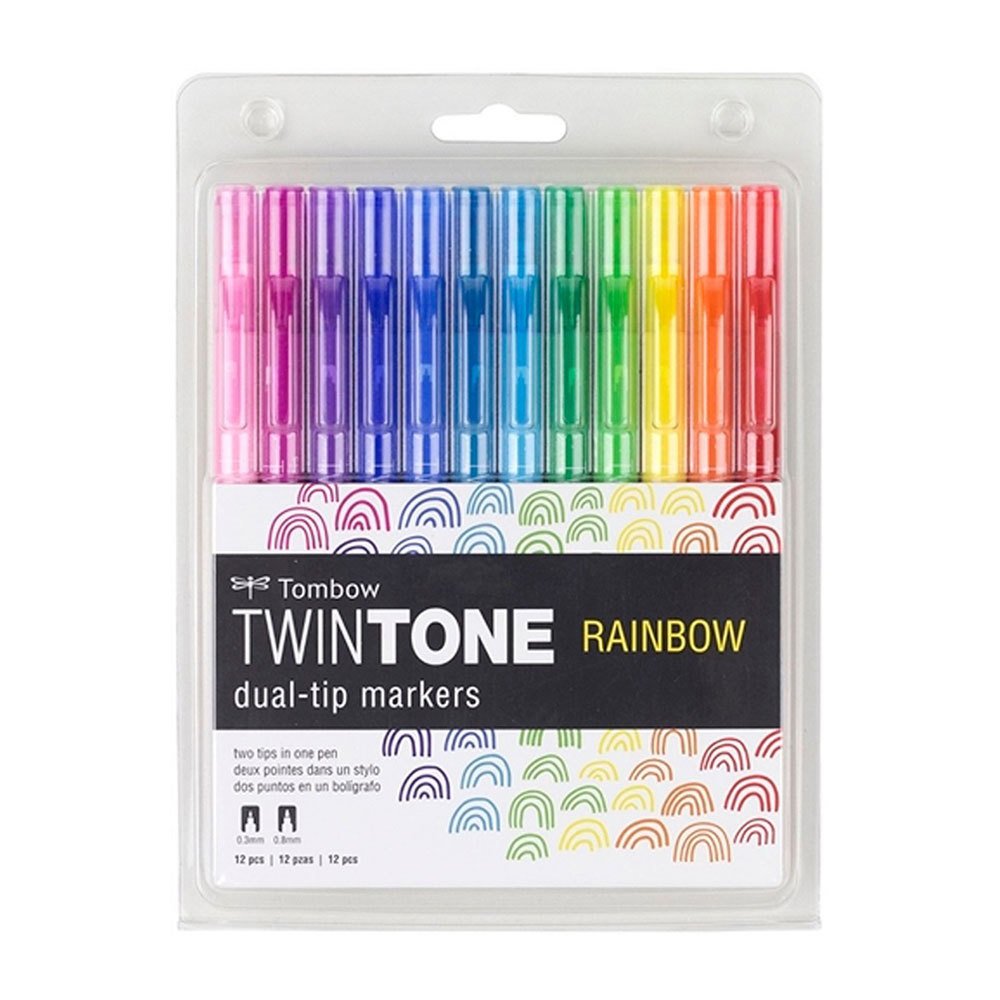 Tombow TwinTone Rainbow Çift Uç 12 Renk Marker Kalem Seti