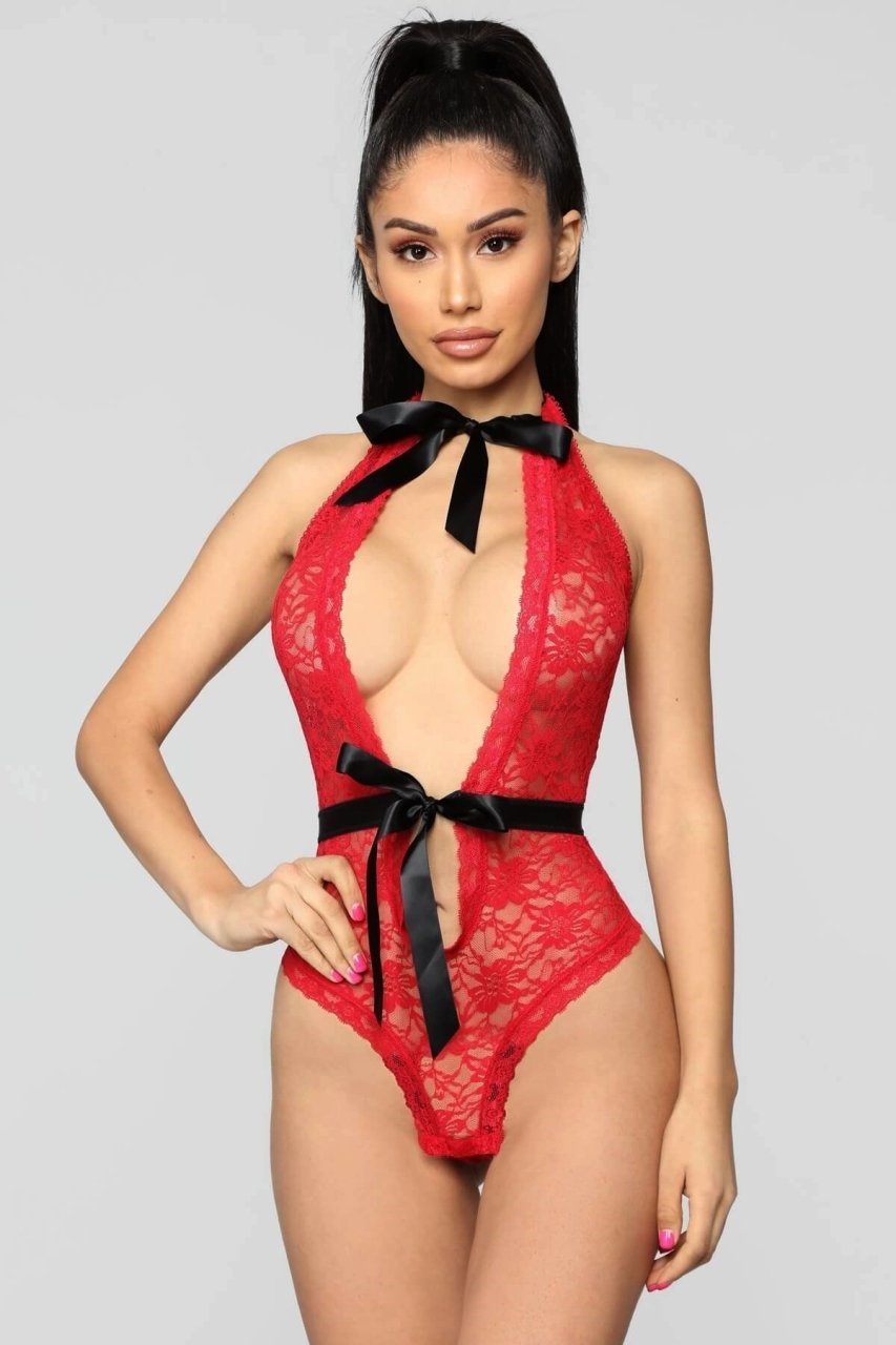 Kırmızı Kurdeleli Body ABM7586 Kırmızı Kurdeleli Body ABM7586