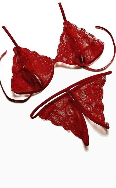 Kırmızı Dantelli Sütyen ve Gstring Takımı ABM7602