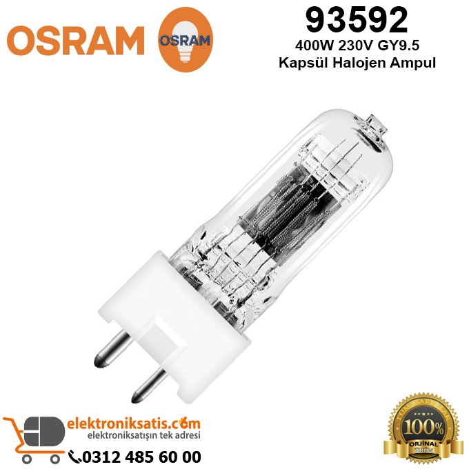 Osram 93592 400 Watt 230 Volt GY9.5 Kapsül Halojen Ampul