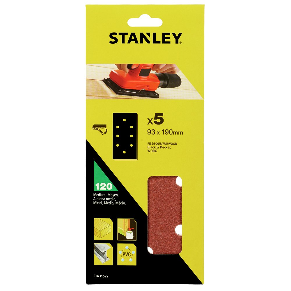 Stanley STA31522 93X190Mm 120 Kum Zımpara (5 Adet)