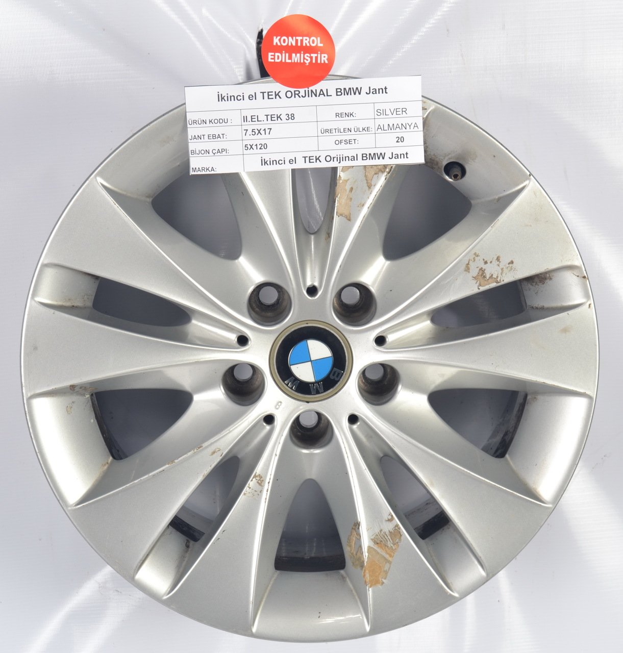 Orijinal İkinci El Tek Jantı Bmw 5x120 7.5x17 IS20 SILVER ...