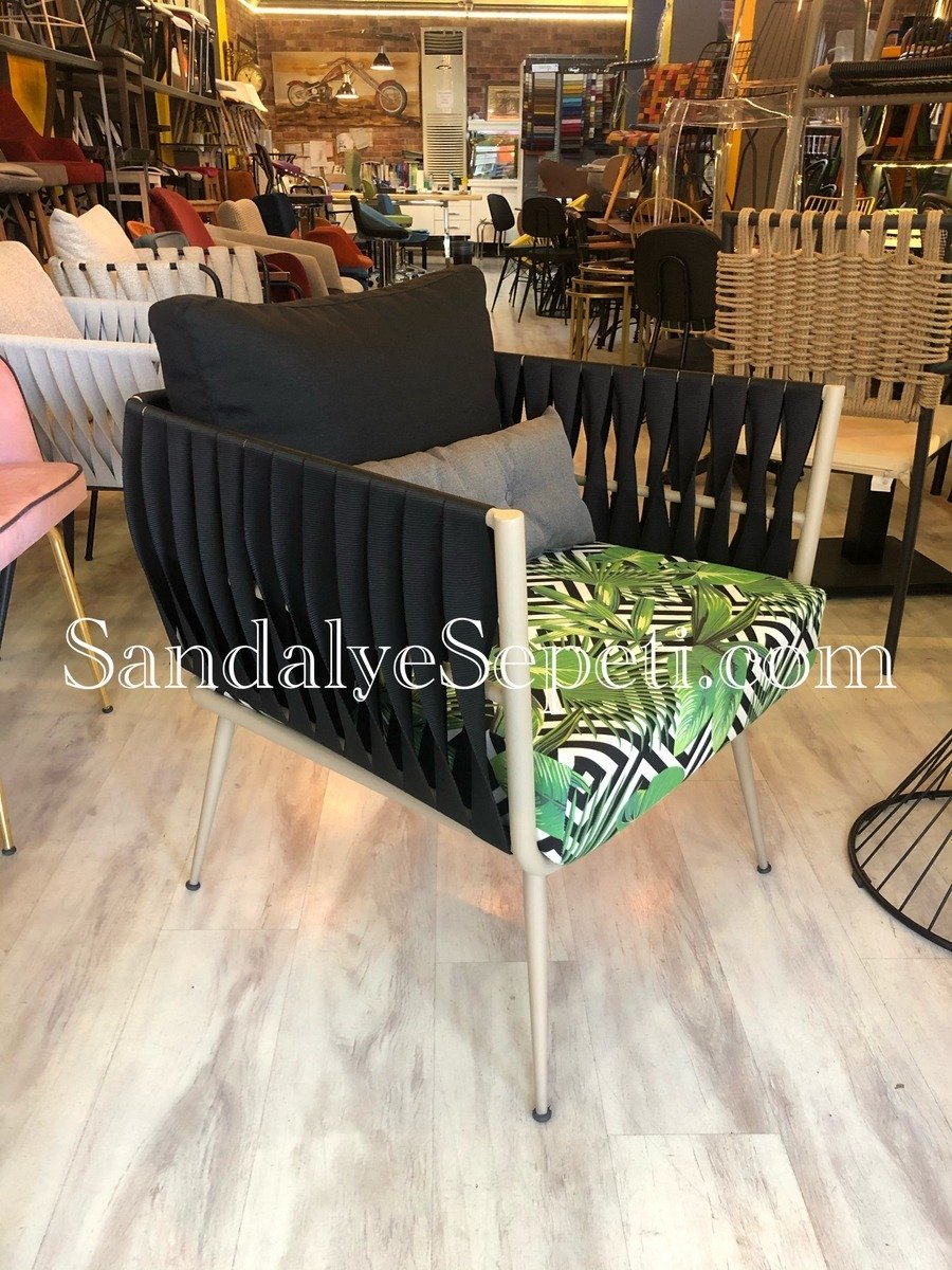 Kayış Örgü Metal Koltuk Sandalye Sepeti Cafe Sandalyeleri