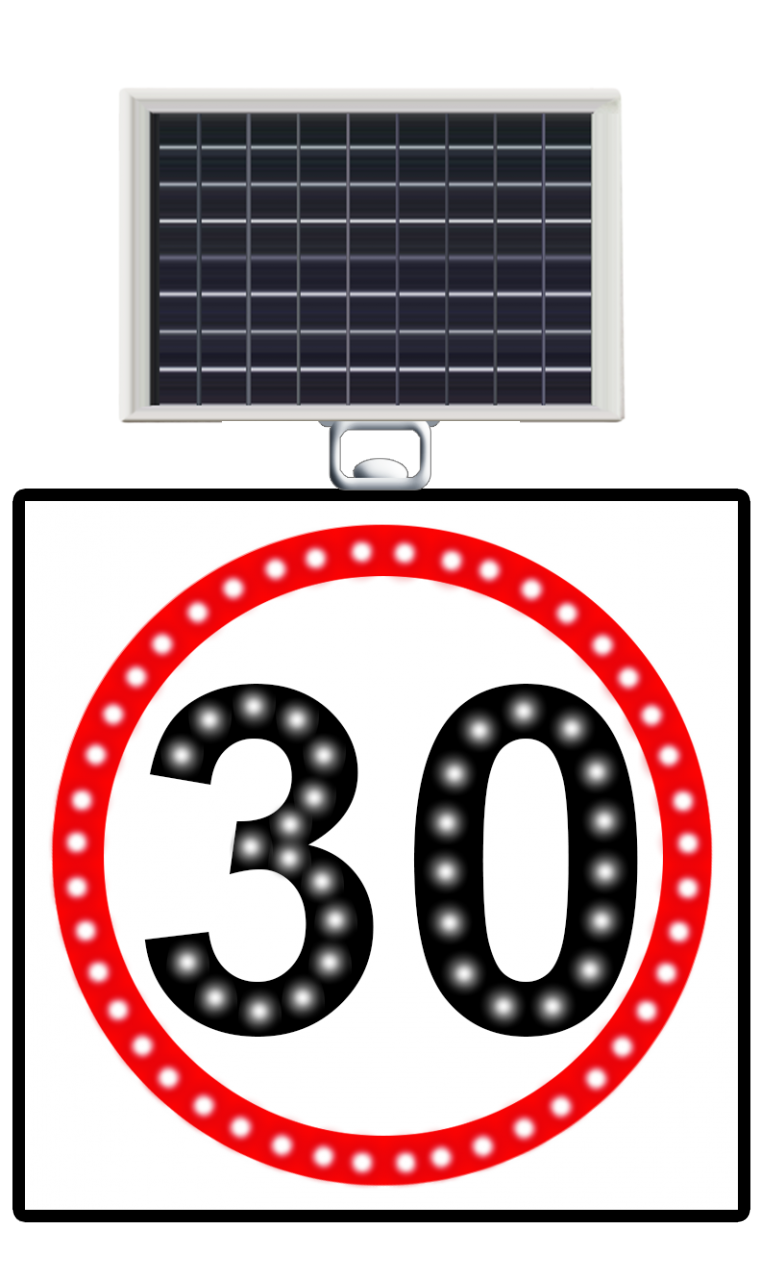 Güneş enerjili LED’li hız limiti 30km/h 600x600 mm