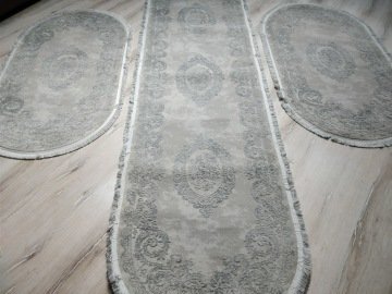 Turkmen Hali Heryerehali Turkmen Hali Ruba 11870gri Oval Uclu Takim Hali