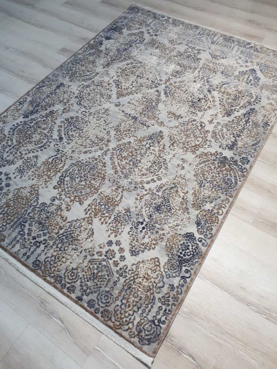Turkmen Hali Heryerehali Turkmenhali Trend 16310a Bej Mavi Modern Desenli Hali 120x230 Cm