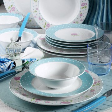 Kutahya Porselen Marine Serisi 24 Parca 9347 Desen Yemek Seti
