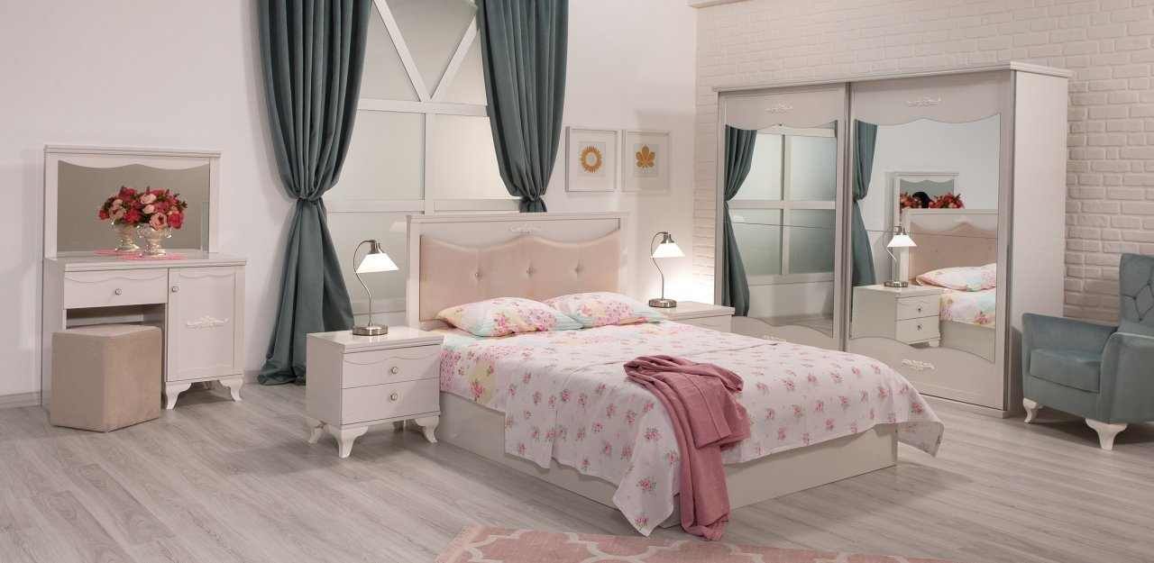 Bianco Yatak Odası Takımı (Sürgülü) Mobetto Mobilya Yatak Odası